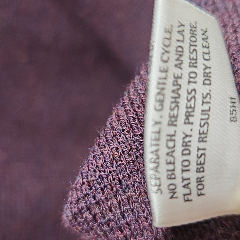 Eileen Fisher Deep Plum Knit Open Cardigan Top - Picture 4 of 12